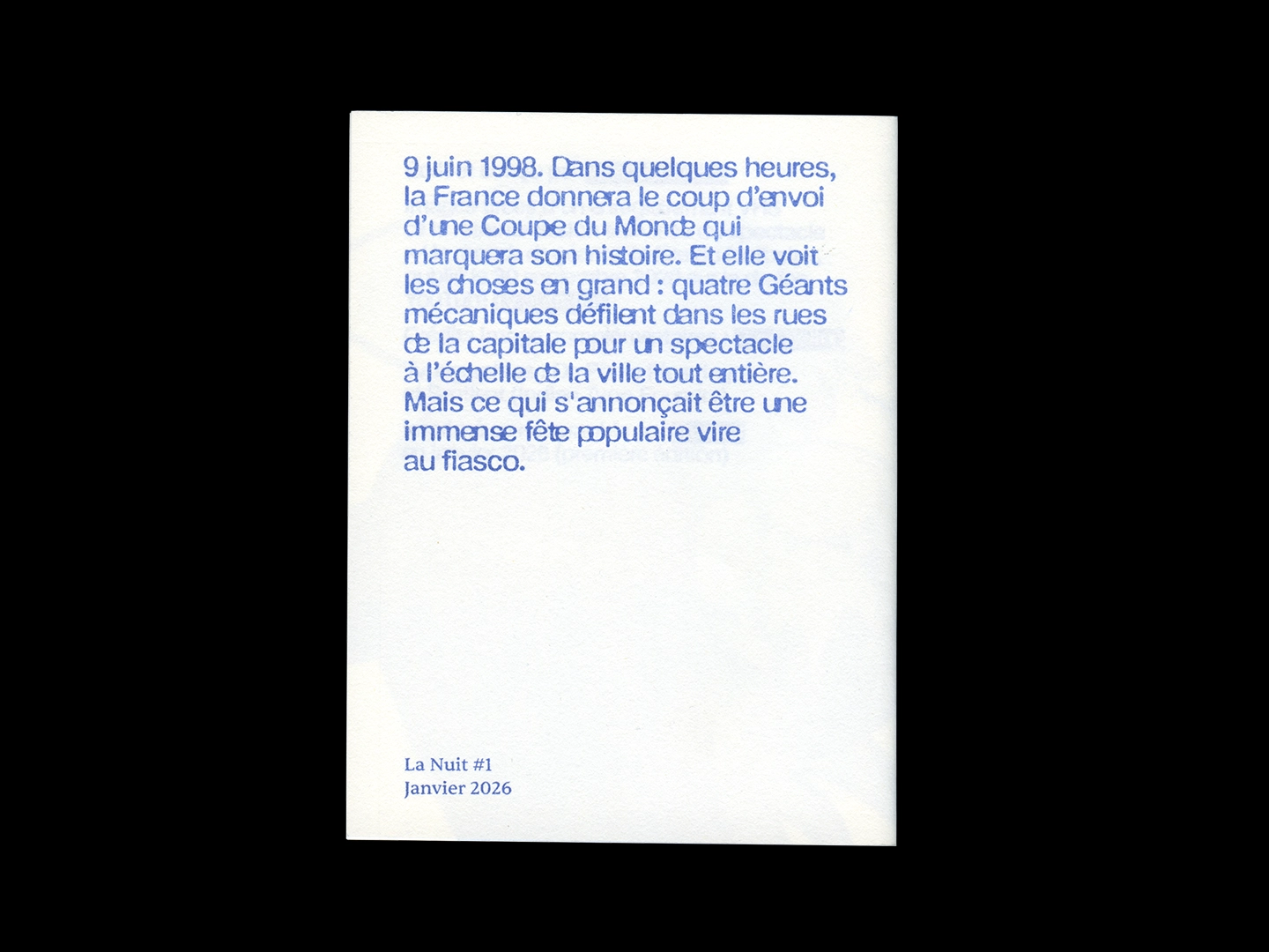 Dernière page du n°1 de la revue La Nuit